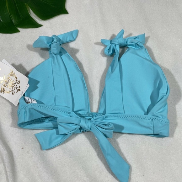 NEW Becca [ Small ] Tie Shoulder Bikini Top in Sea‎ Blue - Picture 8 of 11